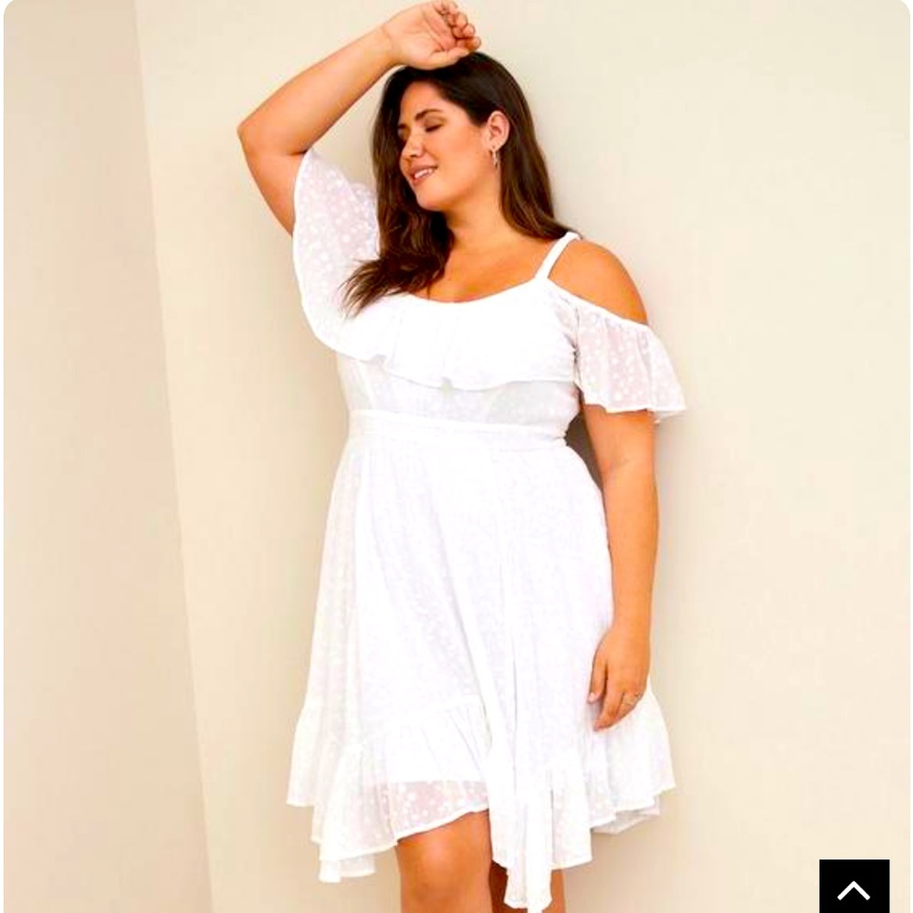 Hanky Hem Skater Dress - Clip Dot Chiffon Lurex White